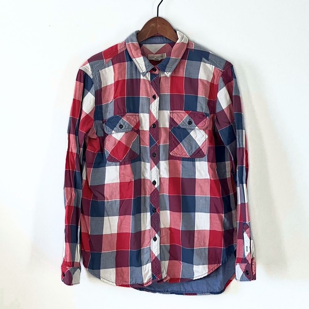 Treasure & Bond Red White and Blue Plaid Shirt
